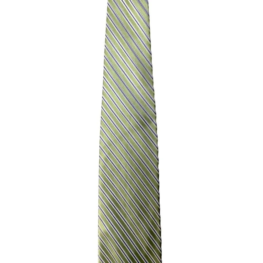 Izod 100% Silk Green Silver Horizontal Stripe Neck‎ Tie One Size OS Modern